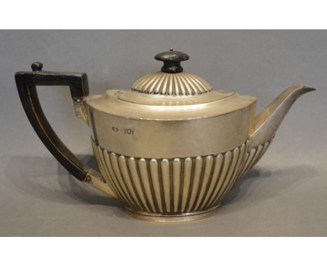 A London Silver Teapot of half lobed form, 15 oz all in 