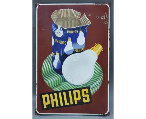 An Early Enamel Advertising Sign for Philips, 57 x 37cm 