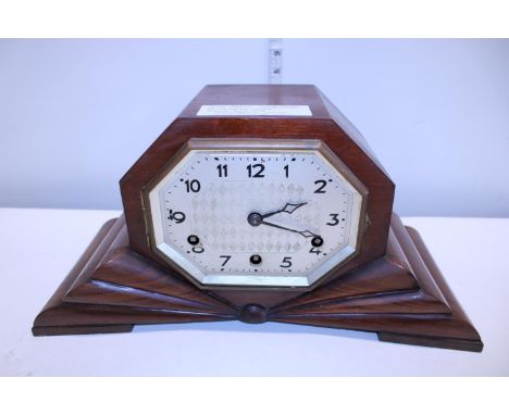 A Art Deco period mantle clock missing glass 
