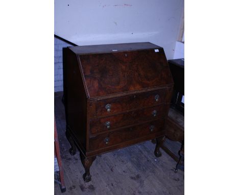 A vintage Walnut veneered writing bureau, shipping unavailable 