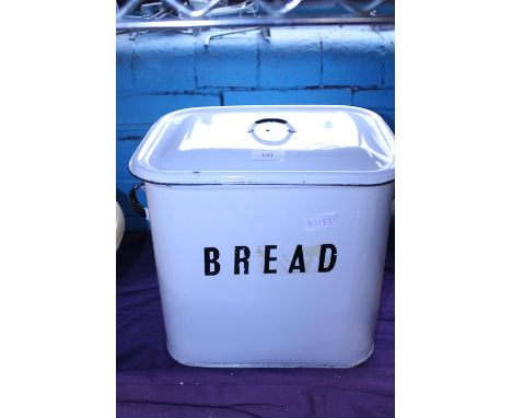 A vintage enamel bread bin, shipping unavailable 
