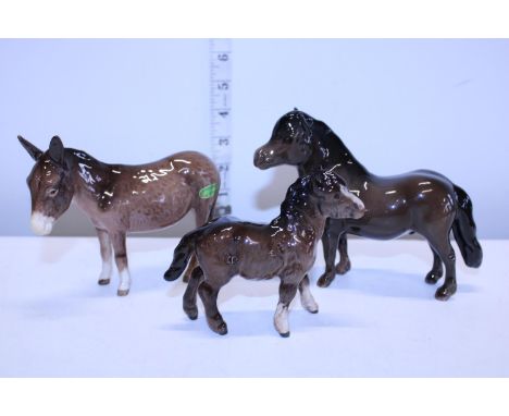 Three smaller Beswick horses 