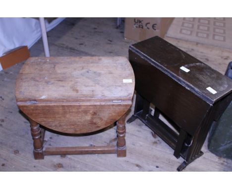 Two small vintage wooden drop leaf tables, shipping unavailable 