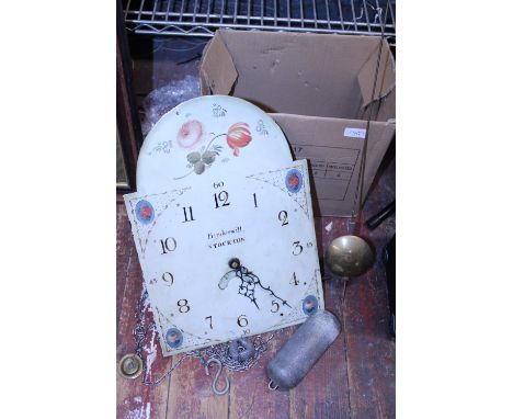 A antique grandfather clock movement for spares and repairs, shipping unavailable 