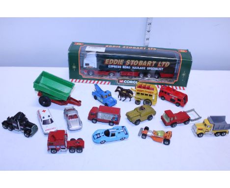 A boxed Eddie Stobart truck model and assortment of playworn die-cast 