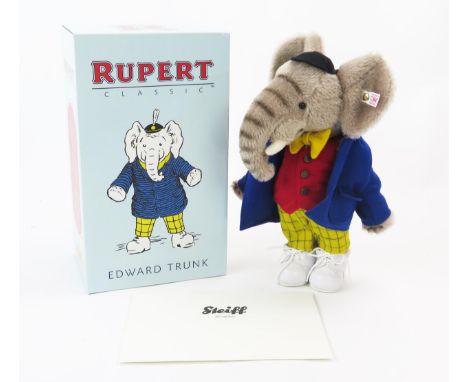 Steiff Edward Trunk from Rupert The Bear - 2008 White Tag Limited Edition, EAN 653575, 28cm tall - boxed with numbered certif