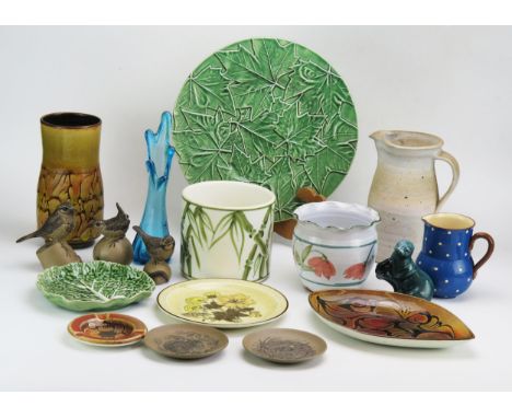 A collection of mostly Poole pottery items including, vase, jardinières, dishes, ashtray and other items, (a lot). 