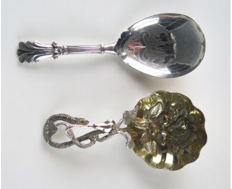 A Victorian silver tea caddy maker Hilliard &amp; Thomason, Birmingham, 1853, with floral decorated and gilded bowl with pear