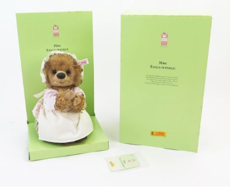 Steiff Mrs Tiggy-Winkle - Beatrix Potter 100 Years Anniversary 2005 White Tag Limited Edition, EAN 661822, 22cm tall - boxed 
