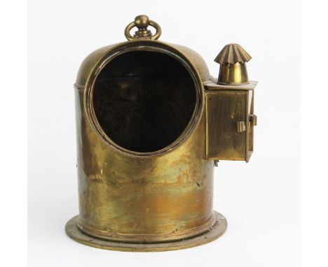 A brass ships binnacle, stamped Vapor Oceano,  with gimbal mounted compass and light holder to the side, 29cm high, 