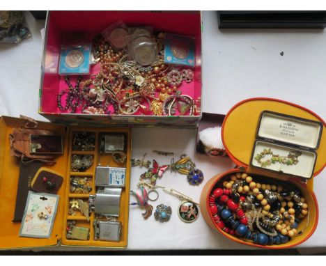 A Selection of Costume Jewellery, lighter and commemorative crowns, etc. 