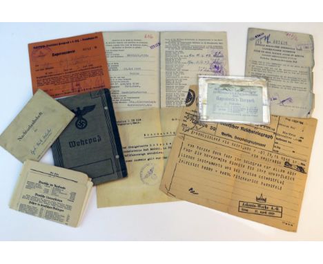 A collection of Third Reich period, printed ephemera, including  Joham Schmitt, who was discharged from the army on 2/11/43  