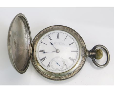 A Large Waltham Coin Silver Cased Keyless Full Hunter Pocket Watch, 58.2mm case no. 50132, with grade no.84 model 1883 moveme