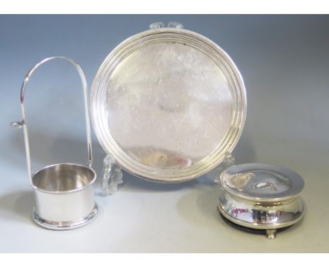 A George VI silver dish, maker Barker Brothers Silver Ltd, Birmingham, 1937, of plain circular form15.5c, diameter, a circula