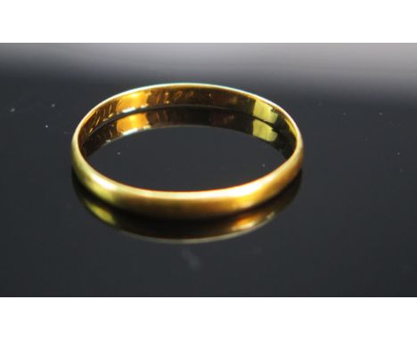 A 19th Century Posy Ring in precious yellow metal, the inner rim engraved "I love thee", size N, KEE tests as 18ct, 1.08g.  U