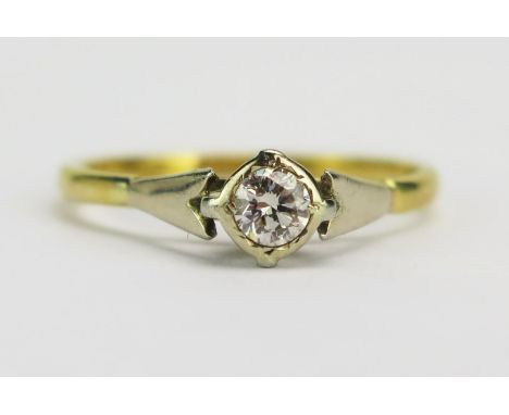 An 18ct Gold and Diamond Solitaire Engagement Ring, the c. 3.95mm brilliant round cut stone in a rub over setting, stamped 9C