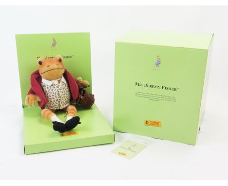 Steiff Mr. Jeremy Fisher - Beatrix Potter 2004 White Tag Limited Edition, EAN 354243 - 20cm tall, boxed with numbered certifi