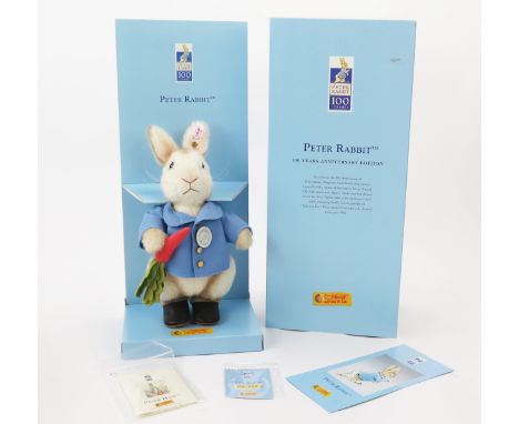 Steiff Peter Rabbit - Beatrix Potter 100 Years Anniversary 2002 White Tag Limited Edition, EAN 354168 - 27cm tall, boxed with