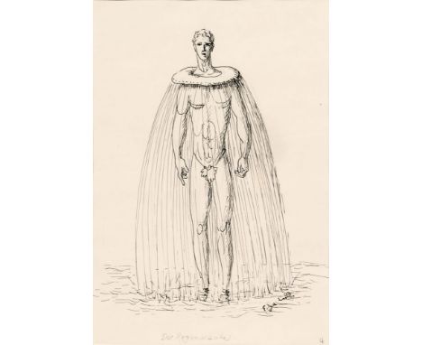 Edgar Ende (Altona 1901 - München 1965). Der Regenmantel. 1948. Federzeichnung und Bleistift/Papier. 29 x 20 cm. R. u. sign. 