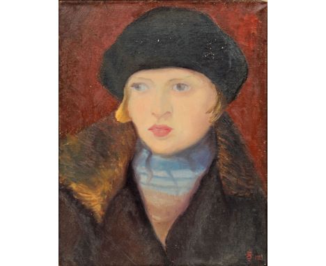 Reinhold Zulkowski (Bromberg 1899 - Hamburg 1966). Junge Frau mit Baskenmütze. 1929. Öl/Lw. 39,5 x 31,5 cm. R. u. Künstlersig