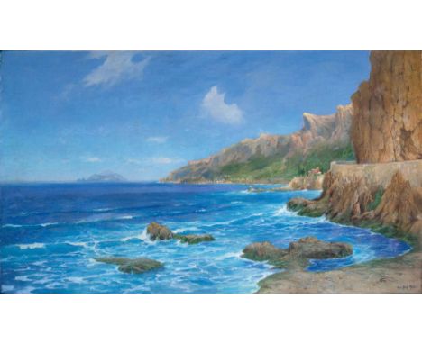 Hans Bohrdt (Berlin 1857 - Berlin 1945). An der Küste von Capri. 1941. Öl/Lw. 101 x 171 cm. R. u. sign. und dat. Hans Bohrdt 