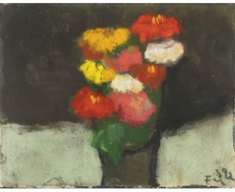 Klaus Fußmann (Velbert 1938). Zinnien. 1992. Aquarell und Pastell/Papier. 24 x 30,5 cm. R. u. monogr. und dat. FN 5. 92, vers