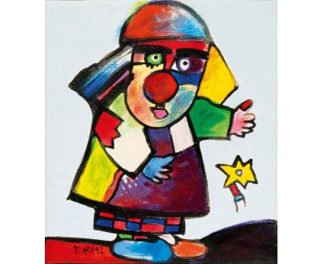 Otmar Alt (Wernigerode 1940). Sterndeuter. 1992. Öl/Lw. 22 x 25 cm. L. u. sign. und dat. O. Alt 92, verso auf dem Rahmen bez.