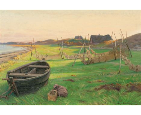Hugo Köcke (Berlin 1876 - Westerland/Sylt 1956). Morgenstimmung auf Sylt. 1936. Öl/Lw. 70,5 x 100,5 cm. R. u. sign. Hugo Köck