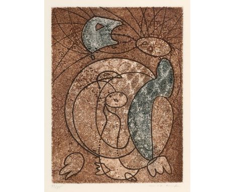 Max Ernst (Brühl bei Köln 1891 - Paris 1976). Les Energumènes. Aquatinta. 23 x 17,5 cm. Ungerahmt. R. u. mit Bleistift sign. 