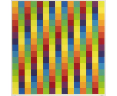 Richard Paul Lohse (Zürich 1902 - Zürich 1988). Drei Farbgruppen II. Drei Farbsiebdrucke. 57 x 57 cm. Jeweils r. u. mit Bleis