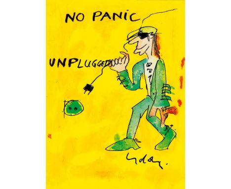 Udo Lindenberg (Gronau/Westfalen 1946). No Panic - Unplugged. Likörell und Filzstift. 48 x 36 cm. R. u. sign. Udo Lindenberg 