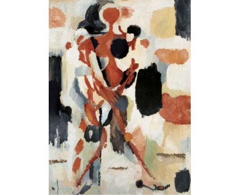 Karl Kluth (Halle/Saale 1898 - Hamburg 1972). Stehender Akt II. 1959. Öl/Hartfaser. 140 x 100 cm. L. u. monogr. und dat. K 59