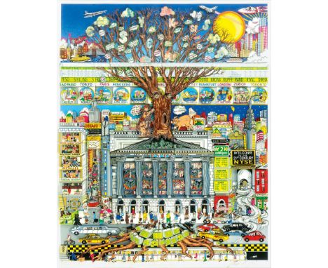 Charles Fazzino (New York 1955). Money doesn't grow on trees. Farbsiebdruck in drei Ebenen. 97 x 78 cm. R. u. mit Bleistift s
