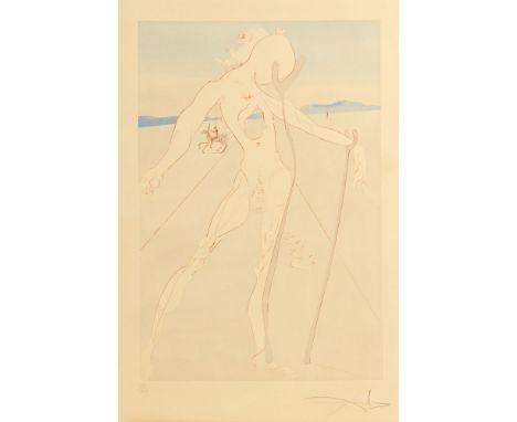 Salvador Dalí (Figueres 1904 - Figueres 1989). Hommage à la Médicine. 1973. Farbradierung und Pochoir. 58,5 x 40 cm. Ungerahm