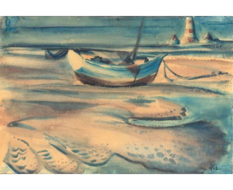 Kurt Löwengard (Hamburg 1895 - London 1940). Watt bei Westerhever. 1928. Aquarell. 34,5 x 50,5 cm. R. u. monogr. und dat. KL 