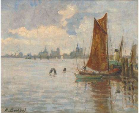 Elisabeth Büchsel (Stralsund 1867 - Stralsund 1957). Ansicht von Stralsund. Öl/Lw. 48,5 x 58 cm. L. u. sign. E. Büchsel. Min.