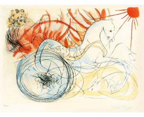 Salvador Dalí (Figueres 1904 - Figueres 1989). Elijah, aus 'Our Historical Heritage'. 1975. Kaltnadel und Pochoir/Japan. 40 x