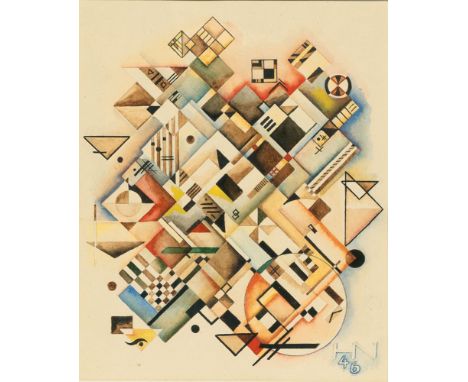 Heinrich Neuy (Kevelaer 1911 - 2003). Geometrische Komposition. 1946. Aquarell und Bleistift. 30,5 x 25 cm. R. u. monogr. und