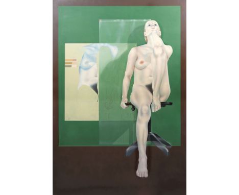 Rolf Gith (Hamburg 1950). Susanne, wir drei. 1974. Öl/Lw. 186 x 131 cm. L. u. monogr. und dat. G74, auf Etikett betitelt und 