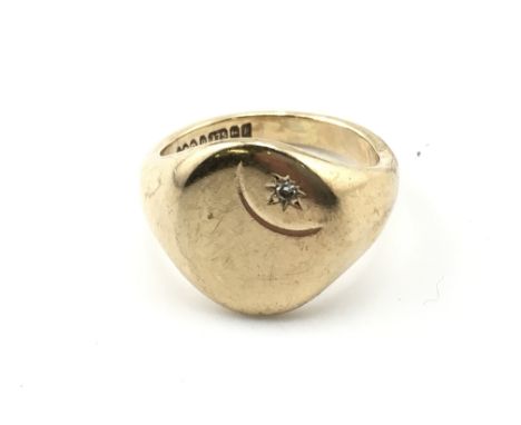 A 9ct gold gents ring 8.86g and size Q Postage A