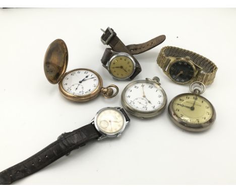 A Collection of vintage watches including Tissot (seen working) , Manhattan electra, Newmark and some pocket watches. This lo