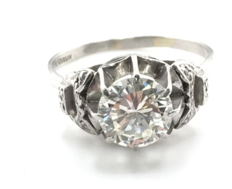 A diamond solitaire platinum ring comes with IDRC certificate. size TPostage B