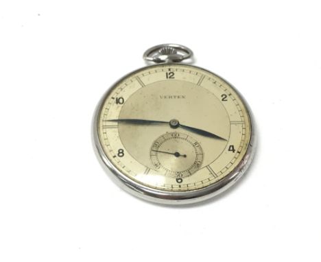 A vintage Vertex button wind pocket watch. Winds and runs. 45mm case. NO RESERVE