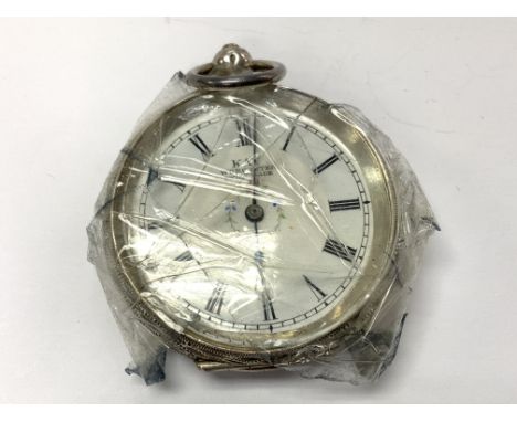 Sterling Kay of Worcester pocket watch. With damage. Postage category A. NO RESERVE