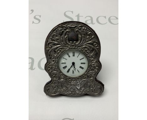 A modern hallmarked silver fronted dressing table clock. 16.5cm. NO RESERVE