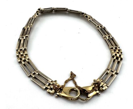A 14ct yellow gold 3 bar gate bracelet, 12.4g, 19cm (A)
