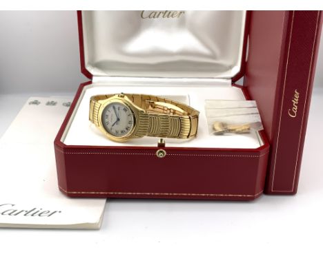 A gents 18ct gold Cartier Cougar LM yellow gold quartz wrist watch, Ltd run of 500 pieces, serial number 11651C44259. Complet