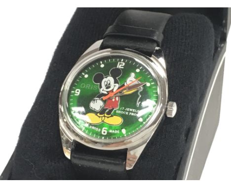 A vintage Oris Mickey Mouse Manual mind 17 jewel watch. 36mm case. Working order. Postage category b