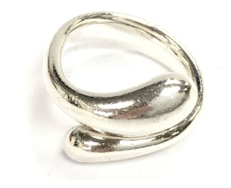 A fully hallmarked Tiffany and Co silver teardrop ring by Elsa Petretti, size L. Postage category A