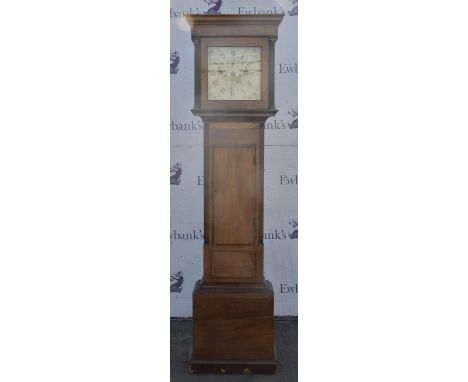 A  Victorian mahogany and satinwood banded long case clock by John Chapman, Loughboro, the hood and trunk with column design,